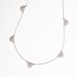 Colar entremeios corações vazados cravejados 8mm corrente cadeado 40+5cm