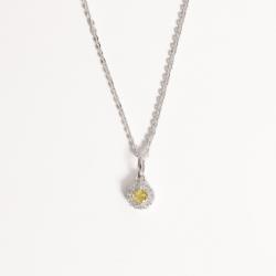 Colar pingente zircônia amarela com cravejado 6mm caixa alta corrente cadeadinho 40cm