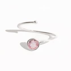 Anel bola e zircônia rosa 5mm regulável P