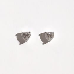 Brinco moissanite coração cristal 6x6mm 