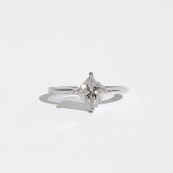 Anel solitário moissanite losango cristal 6x6mm