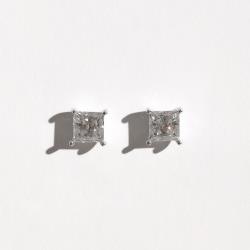 Brinco moissanite losango cristal 6x6mm 