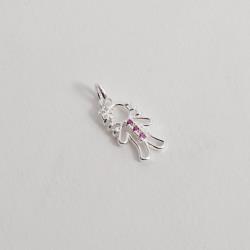 Pingente menina detalhe 3 zircônias rosa 12mm