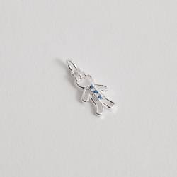 Pingente menino detalhe 3 zircônias azul 12mm