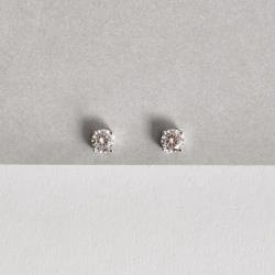 Brinco moissanite cristal 5mm ródio