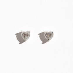 Brinco moissanite coração cristal 6x6mm 
