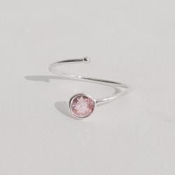 Anel bola e zircônia rosa 5mm regulável P