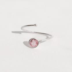 Anel bola e zircônia rosa 5mm regulável P