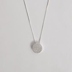 Colar botão cravejado 11mm caixa alta 45cm