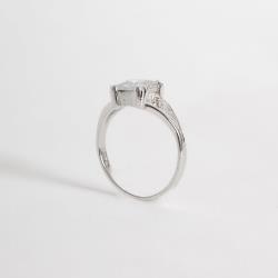 Anel solitário zircônia quadrada fio duplo