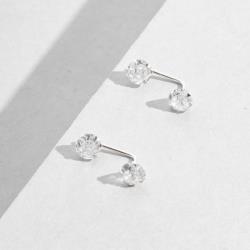 Brinco duas zircônias cristal 5mm