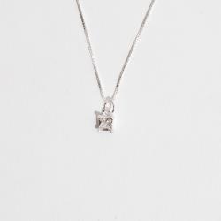 Colar pingente zircônia quadrada caixa alta 4mm 40cm