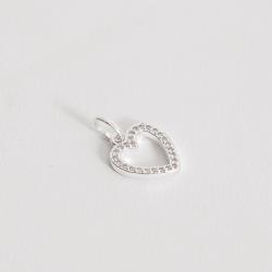 Pingente coração vazado cravejado cristal 11mm
