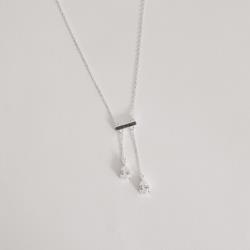 Colar entremeio bastão cravejado com pingentes zircônias gota 7mm 40+5cm
