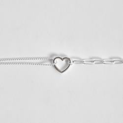 Pulseira entremeio coração vazado 14mm correntes bolinhas e cartier 15+5cm