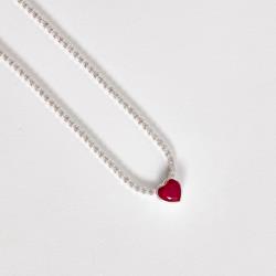 Colar Riviera 1.9 com zircônia coração rubi 7mm 40+5cm