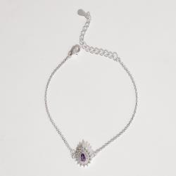 Pulseira entremeio zircônia gota lilás com cravejado 13mm