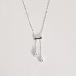 Colar entremeio bastão cravejado com pingentes zircônias gota 7mm 40+5cm