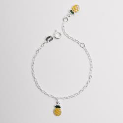 Pulseira infantil pingentes abacaxi resina 10mm