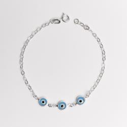 Pulseira entremeios olho grego azul 7mm