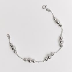 Pulseira entremeio bolas 5 e 7mm corrente cadeado