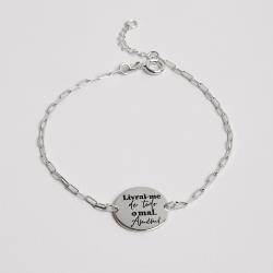 Pulseira entremeio medalha livrai-me de todo o mal Amém 15mm envelhecido corrente cartier