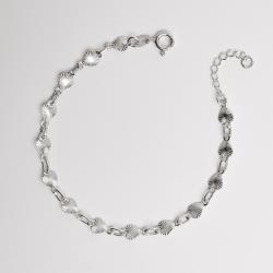 Pulseira entremeio corações com vinco 5mm