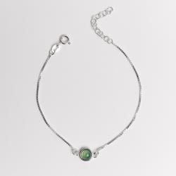 Pulseira entremeio pedra ágata verde 7mm v15 16cm com alongadora