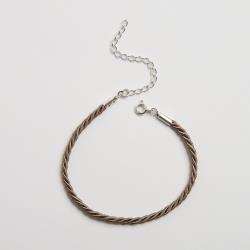 Pulseira cordão trançado bege 2mm 16cm com alongadora