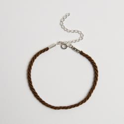 Pulseira cordão trançado marrom 2mm 16cm com alongadora