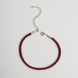 Pulseira cordão trançado marsala 2mm 16cm com alongadora
