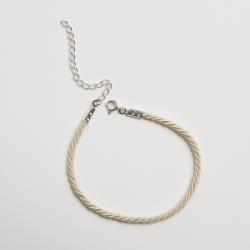 Pulseira cordão trançado marfim 2mm 16cm com alongadora