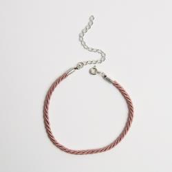 Pulseira cordão trançado rosa 2mm 16cm com alongadora