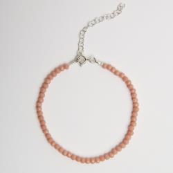 Pulseira cristal salmão fosco claro 3mm 16cm com alongadora