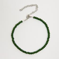 Pulseira cristal verde transparente 3mm 16cm com alongadora