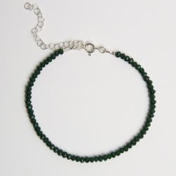 Pulseira cristal verde escuro 3mm 16cm com alongadora