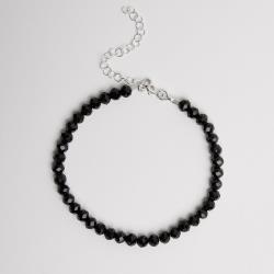 Pulseira cristal preto 4mm 16cm com alongadora