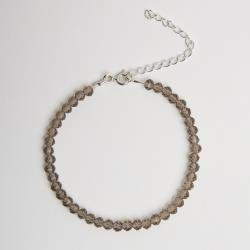 Pulseira cristal fumê transparente 4mm 16cm com alongadora