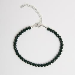 Pulseira cristal verde escuro 4mm 16cm com alongadora