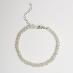 Pulseira cristal bege irisado 4mm 16cm com alongadora