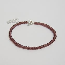 Pulseira cristal roxo transparente 3mm 16cm com alongadora
