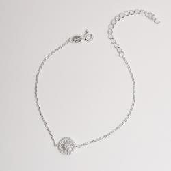Pulseira entremeio botão cravejado 9mm corrente cadeado 16+5cm