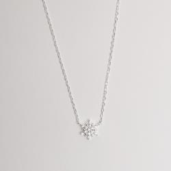 Colar entremeio floco de neve cravejada 9mm corrente cadeado 40+5cm