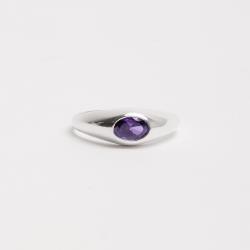 Anel zircônia oval ametista