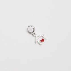 Berloque pingente casa com coração resina 10mm