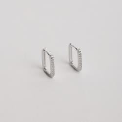 Argola click retangular cravejada 14mm