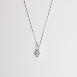 Colar pingente zircônia coração com cravejado 7mm 40cm