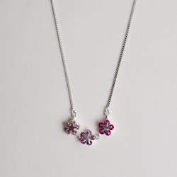 Colar entremeio estrelas cravejadas rosa 25mm v15 40+5cm