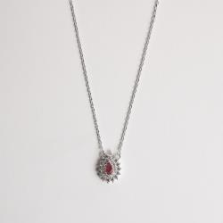 Colar entremeio zircônia gota rosa com cravejado 13mm 40+5cm