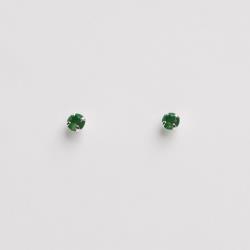 Brinco zircônia redonda esmeralda 3mm